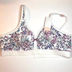 Cacique Women's Wireless Bra - White with Purple Floral NWT 40C
